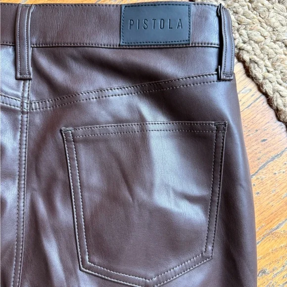 Pistola Vegan Leather Straight Leg Pants Dark Brown sz: 29 - Picture 7 of 7